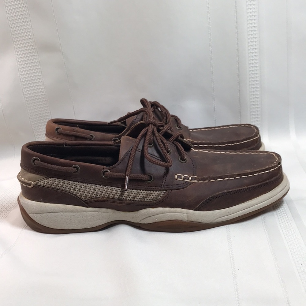Easy Spirit Men 9 M Leather Boat Shoes Billfish Brown